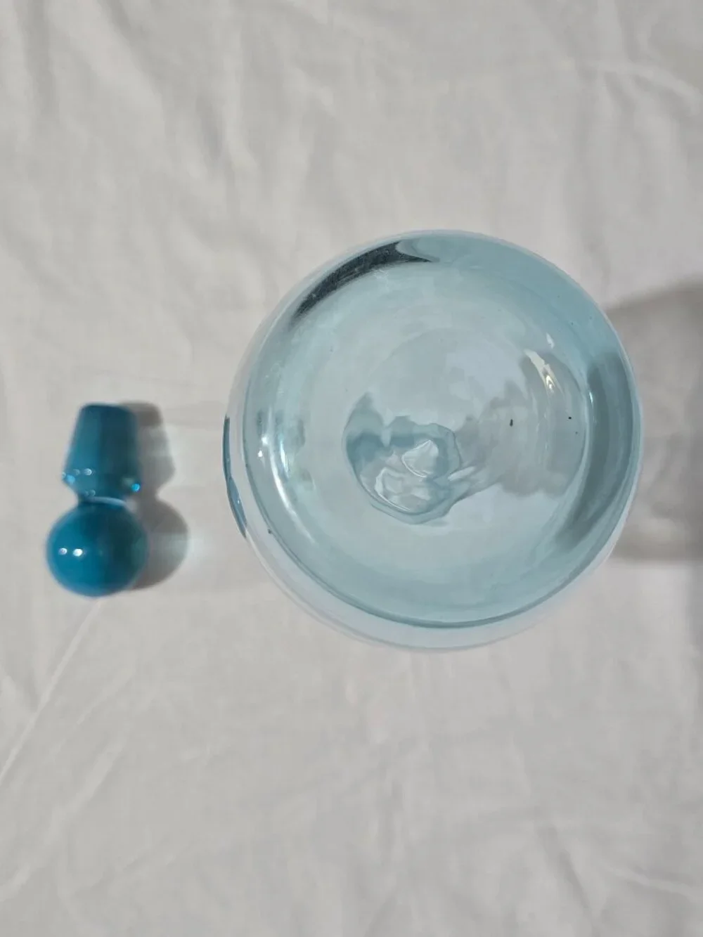 Blue Glass Empoli Genie Decanter w Glass Stopper